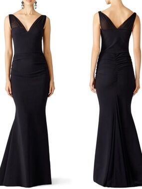 La Petite Robe di Chiara Boni Black Lace Illusion Gown Maxi Dress in 48 US 12